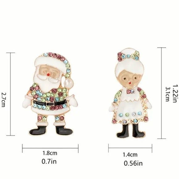 Festive Christmas Santa Earrings with Rhinestones - Picture 2 of 2